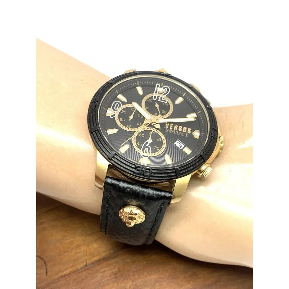 Versus by Versace Men's Watch VSPHJ1321 Quartz Chronograph Leather Band 46mm